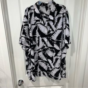 Elegancia all over print Black & White Button down Shirt Size 5XL(32”pit to pit)